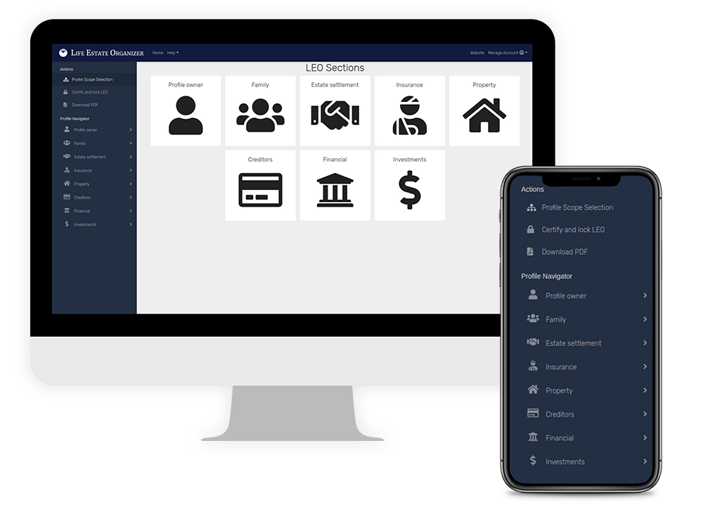 Life Estate Organizer Open on a macbook